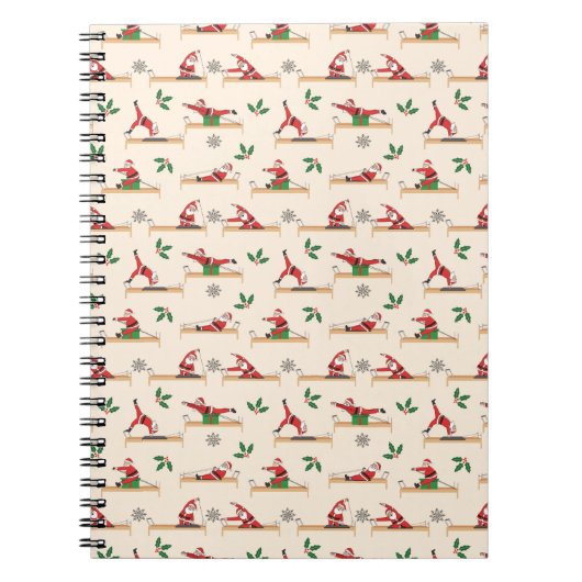 Pilates Reformer Santa Seamless Christmas Patterns Notizblock (Vorderseite)