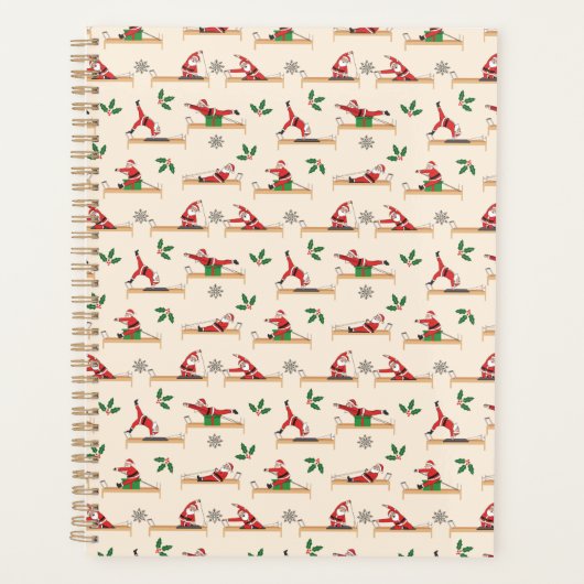 Pilates Reformer Santa Seamless Christmas Patterns Planer (Vorderseite)