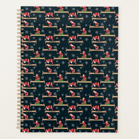 Pilates Reformer Santa Seamless Christmas Patterns Planer (Vorderseite)