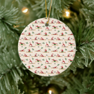 Pilates Reformer Weihnachtsmann nahtlose Weihnacht Keramik Ornament
