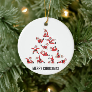 Pilates Santa Mat Weihnachten Keramik Ornament