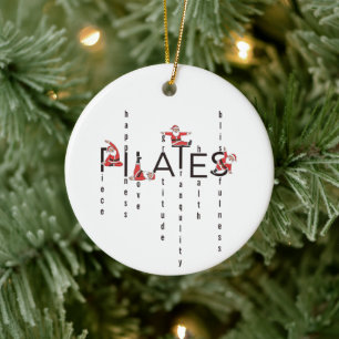 Pilates Santa Reformer Weihnachten Keramik Ornament