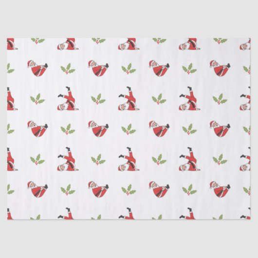 Pilates Santa Seamless Christmas Patterns Seidenpapier (Vorderseite)