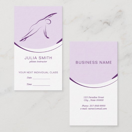 Pilates Side Bend Pose | Farbe Terminkarte (Vorne/Hinten)