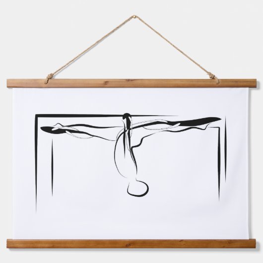 Pilates Splits Cadillac Pose Wandteppich Mit Holzrahmen (Vorne)