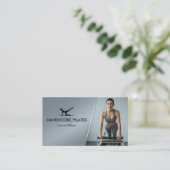Pilates Studio Business | Modern Gray Barcode Visitenkarte (Stehend Vorderseite)