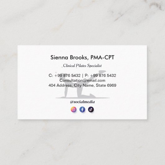 Pilates Studio Business | Modern Gray Barcode Visitenkarte (Rückseite)