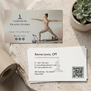 Pilates Studio Business   Natürliches Grau Visitenkarte