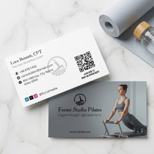 Pilates Studio Geschäft Modern Grauer Barcode Visitenkarte