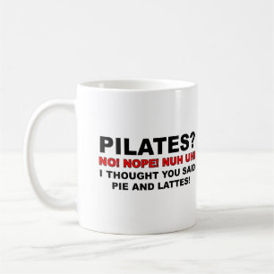 Pilates-Torte und Latte Macchiato Lustiger Becher Kaffeetasse