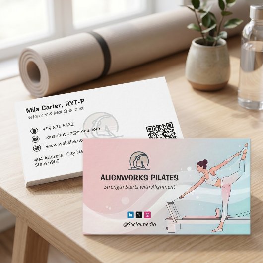 Pilates-Trainingsbusiness | Farbiger Geist Visitenkarte