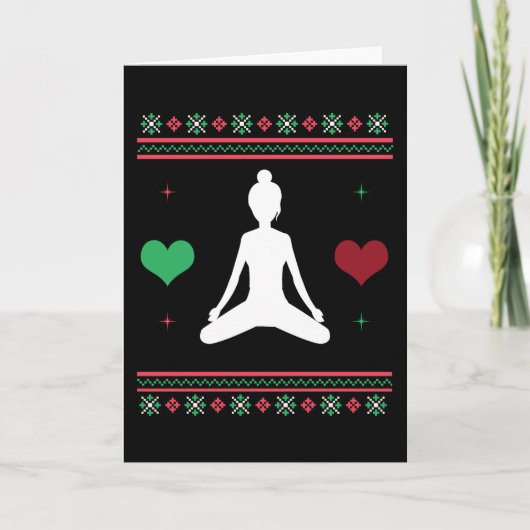Pilates Ugly Christmas Sweater Yoga Xmas Karte (Vorderseite)