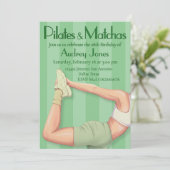 Pilates und Matcha-Einladung Einladung (Stehend Vorderseite)