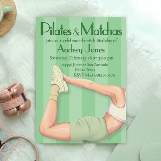 Pilates und Matcha-Einladung Einladung