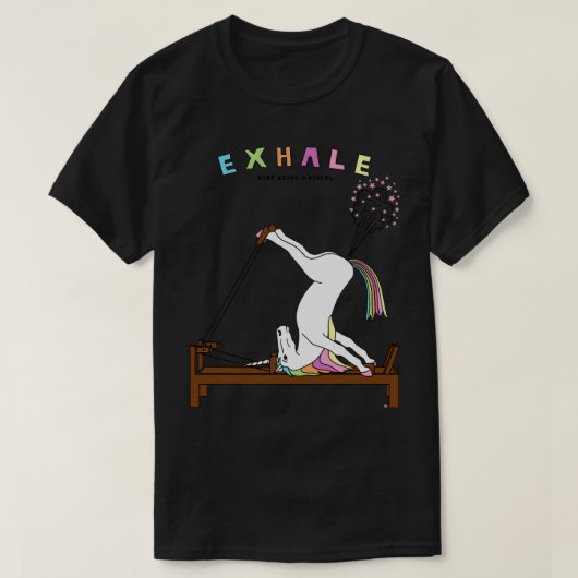 Pilates Unicorn Exhale Kontur T-Shirt (Design vorne)