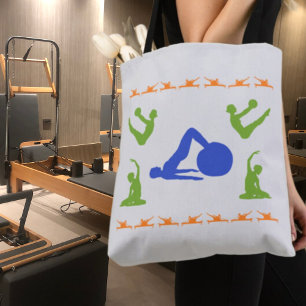 Pilates Women's Silhouetten-Blau, Grün & Orange Tasche