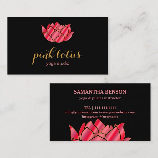 Pilates Yoga Instructor Lehrerin Lotus Visitenkarte (Vorne/Hinten)