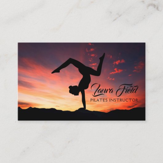 Pilates Yoga Instructor Sunset Visitenkarte (Vorderseite)