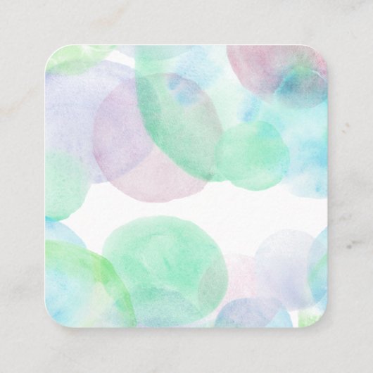 Pilates Yoga Reiki Studio Wasserfarbensplash Quadratische Visitenkarte (Rückseite)