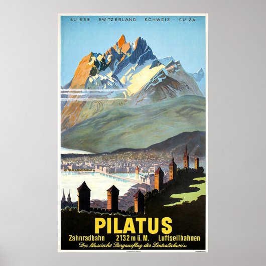 Pilatus, Berge, Schweiz, Jahrgang Poster (Vorne)