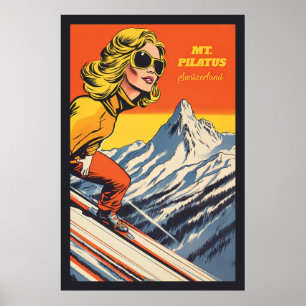Pilatus, Schweiz, Ski Poster