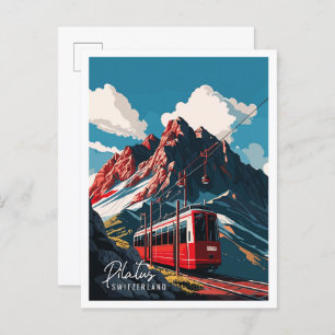 Pilatus Schweiz Vintage Reise Illustration Postkarte