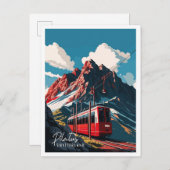 Pilatus Schweiz Vintage Reise Illustration Postkarte (Vorne/Hinten)