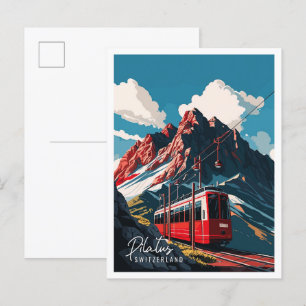 Pilatus Schweiz Vintage-Reiseillustration Postkarte