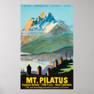 Pilatus Switzerland Vintage Travel Poster
