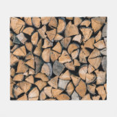 Pile of brown firewood fleecedecke (Vorderseite (Horizontal))