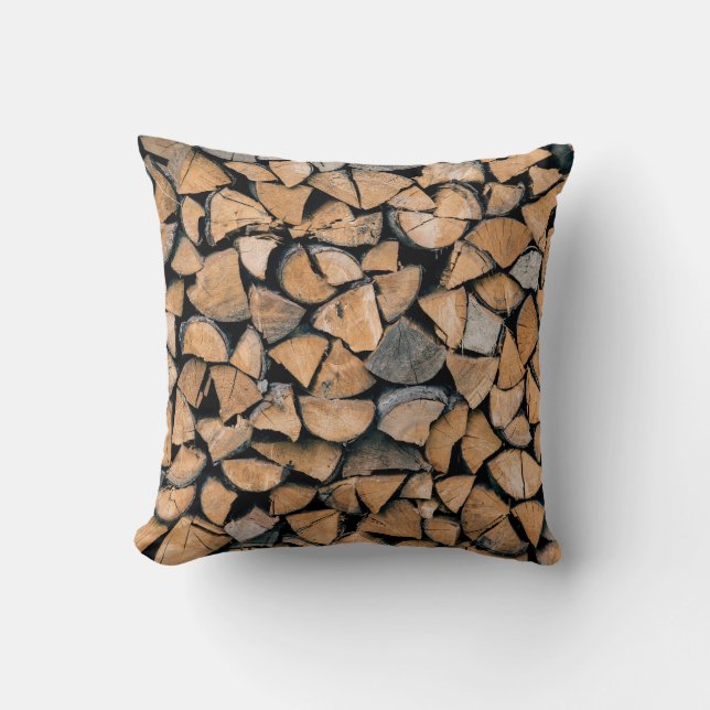 Pile of brown firewood kissen (Vorderseite)