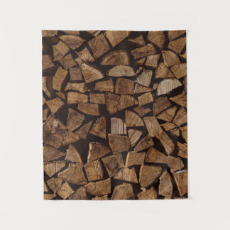 Pile of firewoods wandteppich