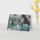 Pile Of Glass Fishing Floats Karte (Gelbe Blume)