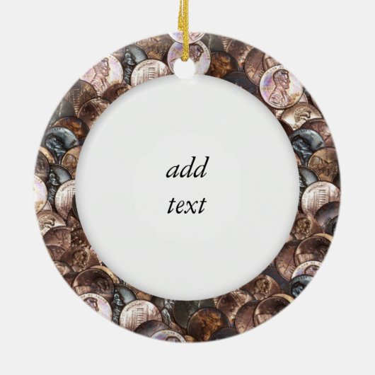 Pile of Pennies - Ein Cent Penny spendet Hintergru Keramikornament (Hinten)