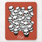 Pile Skulls Burnt Amber Red Background Mousepad (Vorne)