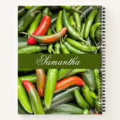 Pile von grünen scharfen Paprikaschoten Notizblock (Rückseite)