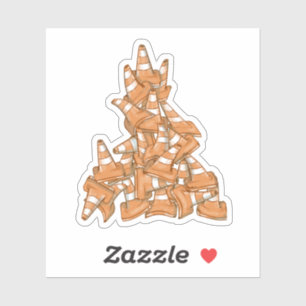 Pile von orangefarbenen Straßenkegel Aufkleber