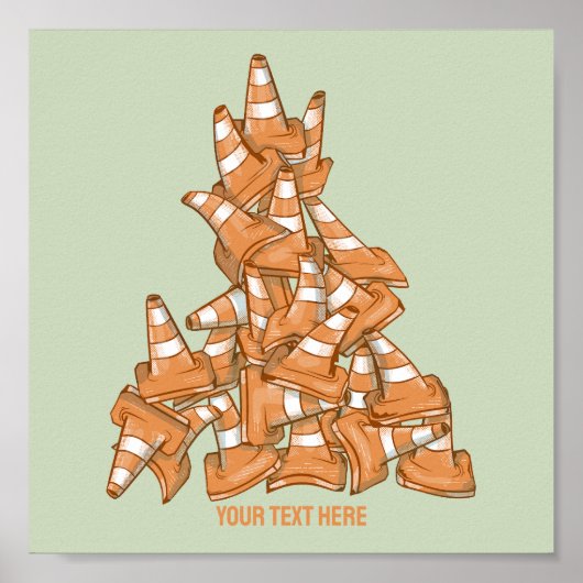 Pile von orangefarbenen Straßenkegel Poster (Vorne)