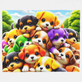 Pile von Welpen Fleecedecke (Vorderseite (Horizontal))