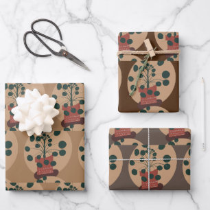 Pilea-Pflanze Grünzeug Chinesischer Geldbaum Botan Geschenkpapier Set