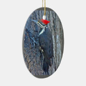 Pileated Specht-frohe Weihnacht-Verzierung Keramik Ornament (Rechts)