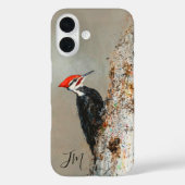 Pileated Woodpecker Birdwatch Monogram Initial Case-Mate iPhone Hülle (Rückseite)