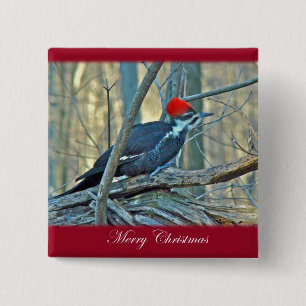 Pileated Woodpecker Frohe Weihnachtsartikel Button