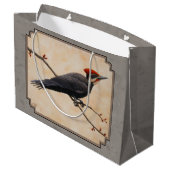 Pileated Woodpecker Gray Große Geschenktüte (Rückseite Schrägansicht)