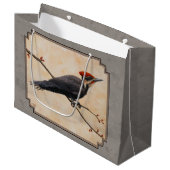 Pileated Woodpecker Gray Große Geschenktüte (Vorderseite Schrägansicht)