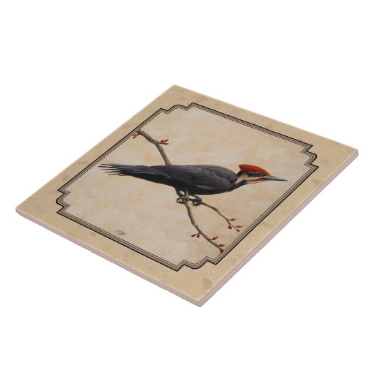 Pileated Woodpecker Tan Fliese (Seite)