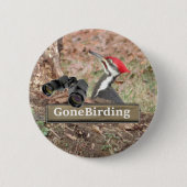 Piletierter Woodpecker-Vogelbeobachtung-Magnet Button (Vorderseite)