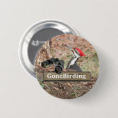 Piletierter Woodpecker-Vogelbeobachtung-Magnet Button (Vorne & Hinten)