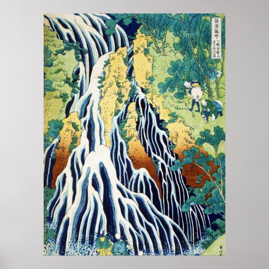 Pilger am Kirifuri-Wasserfall japanische Kunst Poster (Vorne)