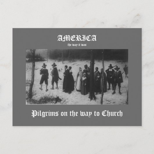 Pilger auf dem Weg zur Kirche Postkarte (Vorderseite)